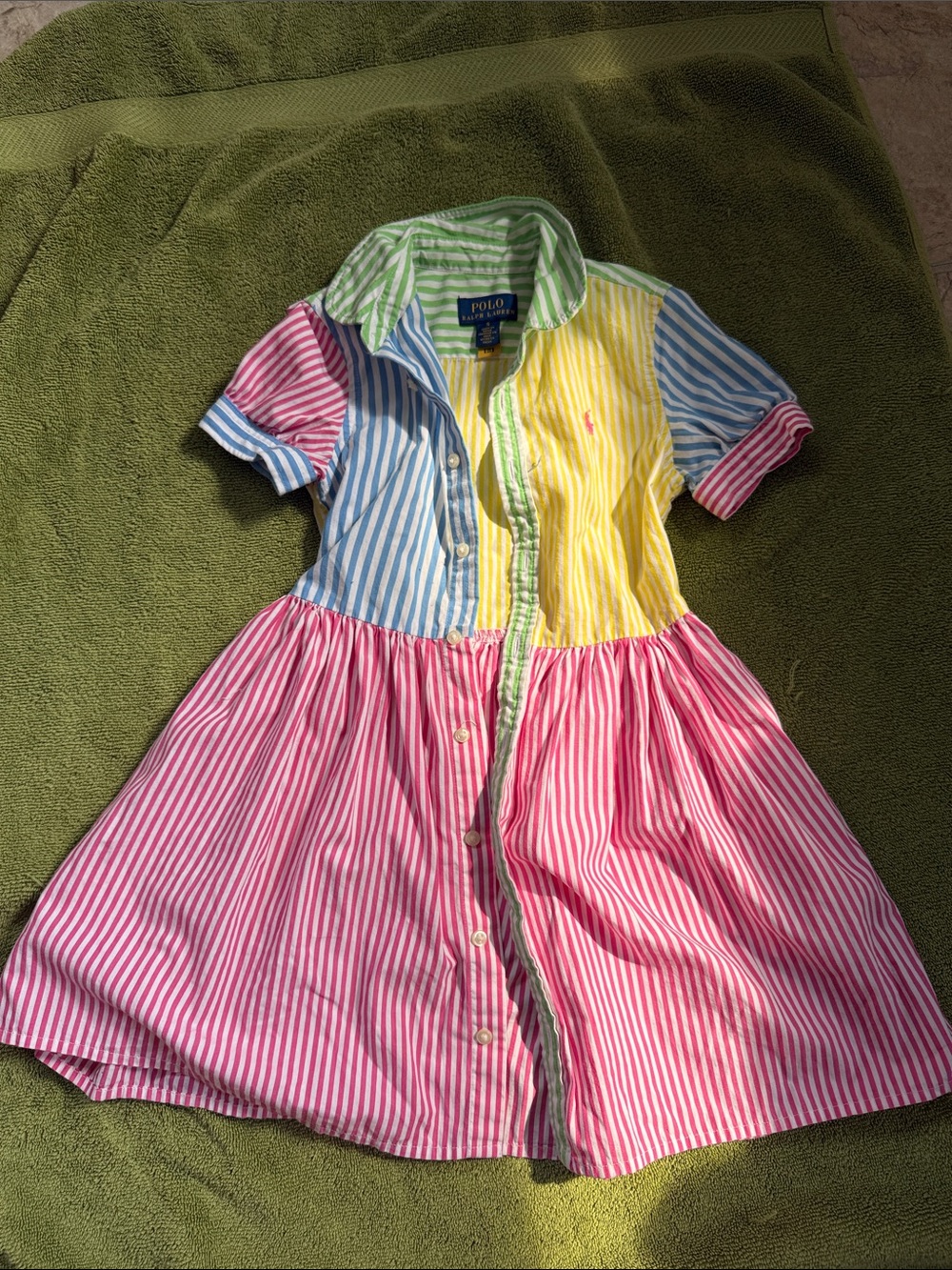 Polo by Ralph Lauren Girls' Multi-Color Striped Button Dress